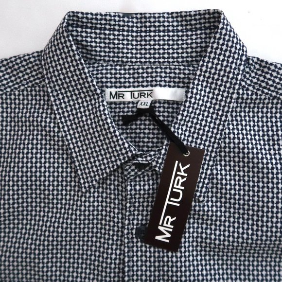 MR TURK Mario shirt navy houndstooth NWT - Picture 3 of 6